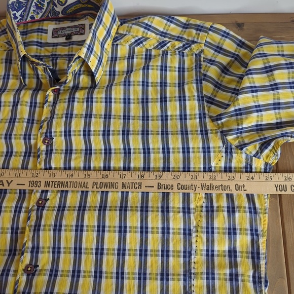 7 Downie St. Men’s Yellow Blue Button Down Long Sleeve Shirt - Picture 8 of 14